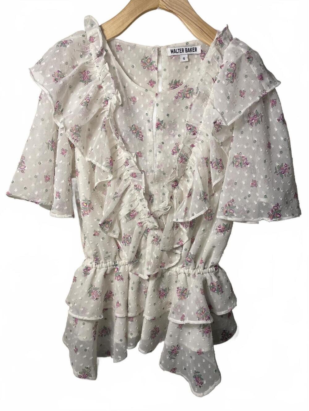 Walter Baker Blouse women's Small Floral Ruffle Bell Sleeve - Picture 2 of 9